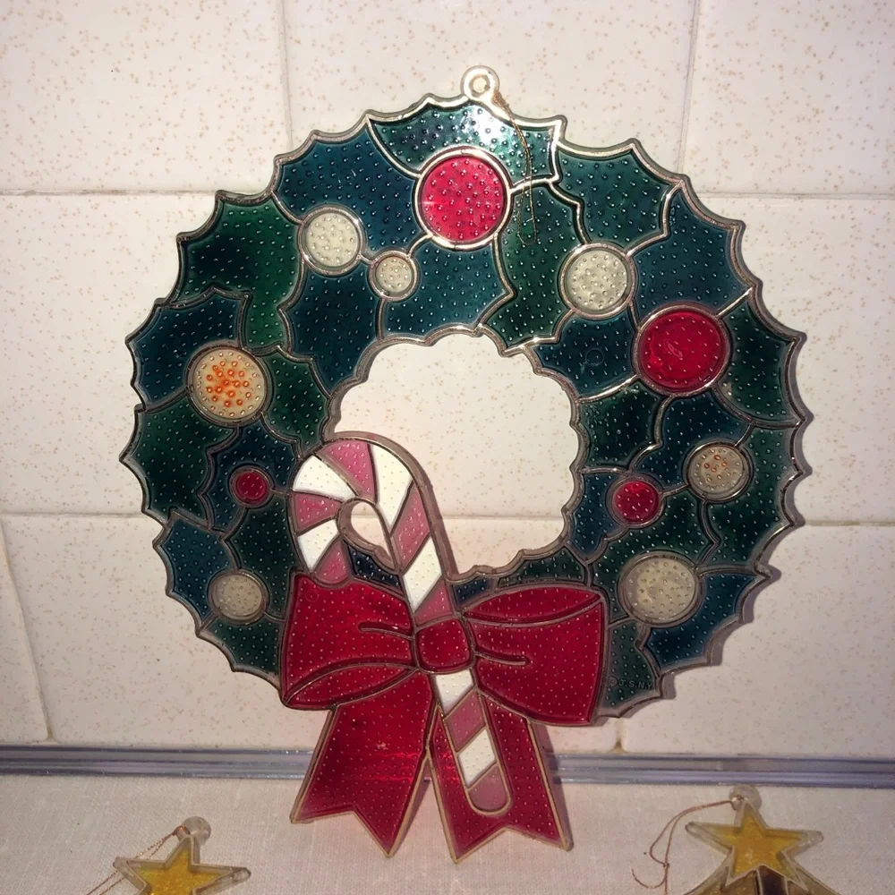 Vintage SNP 1985 Christmas Hanging Decorations Lot (3)‎ Wreath trees